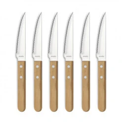 Coffret 6 Couteaux Steak Pizza Bois 21,5 Cm Amefa