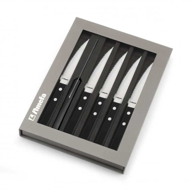 Coffret 6 Couteaux Steak Pizza Noir 21,5 Cm Amefa 4 Coffret 6 Couteaux Steak Pizza Noir 21,5 Cm Amefa – Image 2