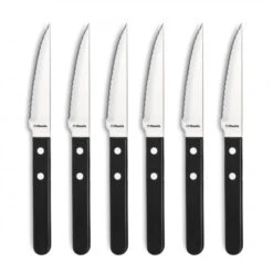 Coffret 6 Couteaux Steak Pizza Noir 21,5 Cm Amefa