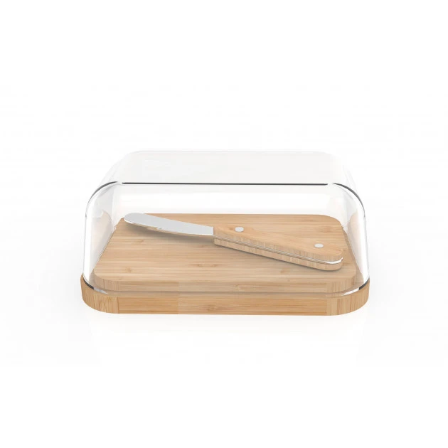 Set Beurrier En Verre Et Bambou Pebbly 4 Set Beurrier En Verre Et Bambou Pebbly – Image 2